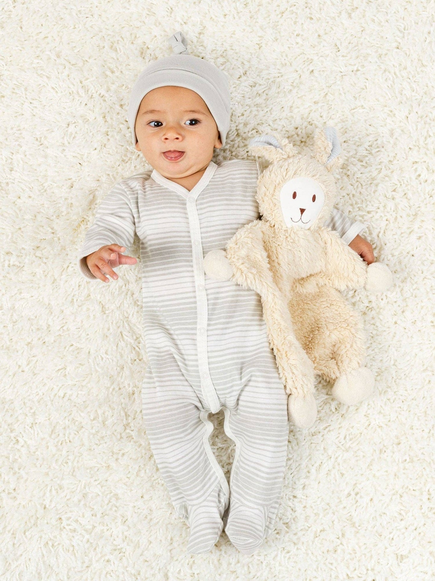 Organic Cotton Snuggle Bunny Lovey: Blue Stripe Ears