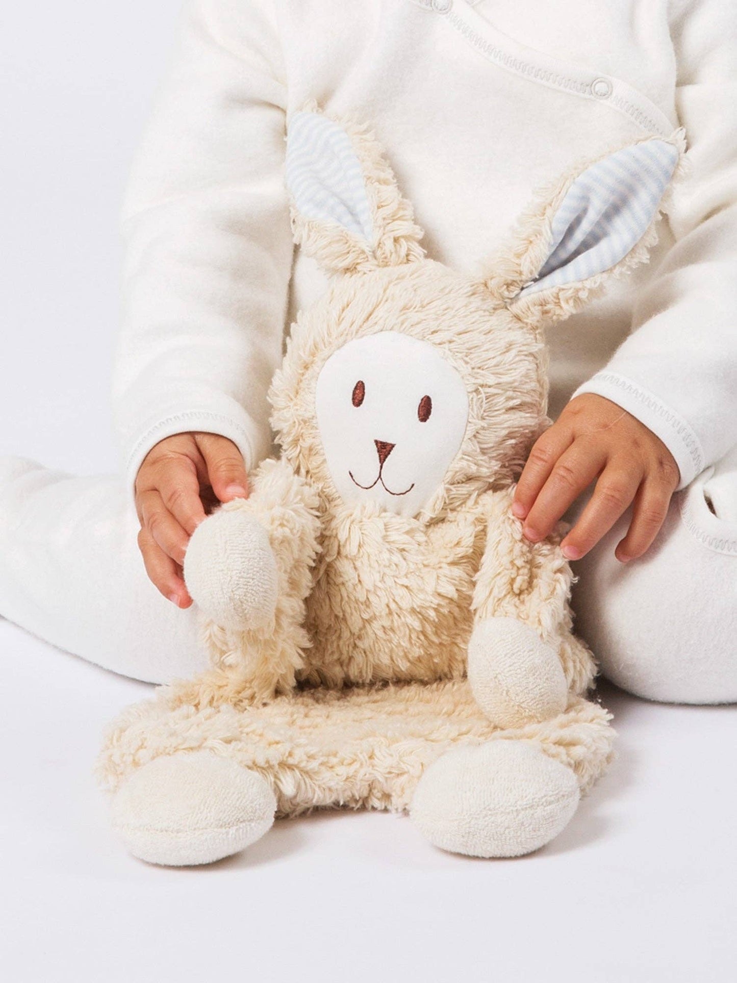 Organic Cotton Snuggle Bunny Lovey: Blue Stripe Ears