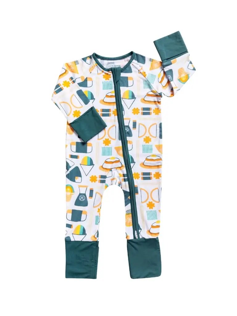 808 Grindz Hawaiian Asian Food Baby Bamboo Zipper Pajama