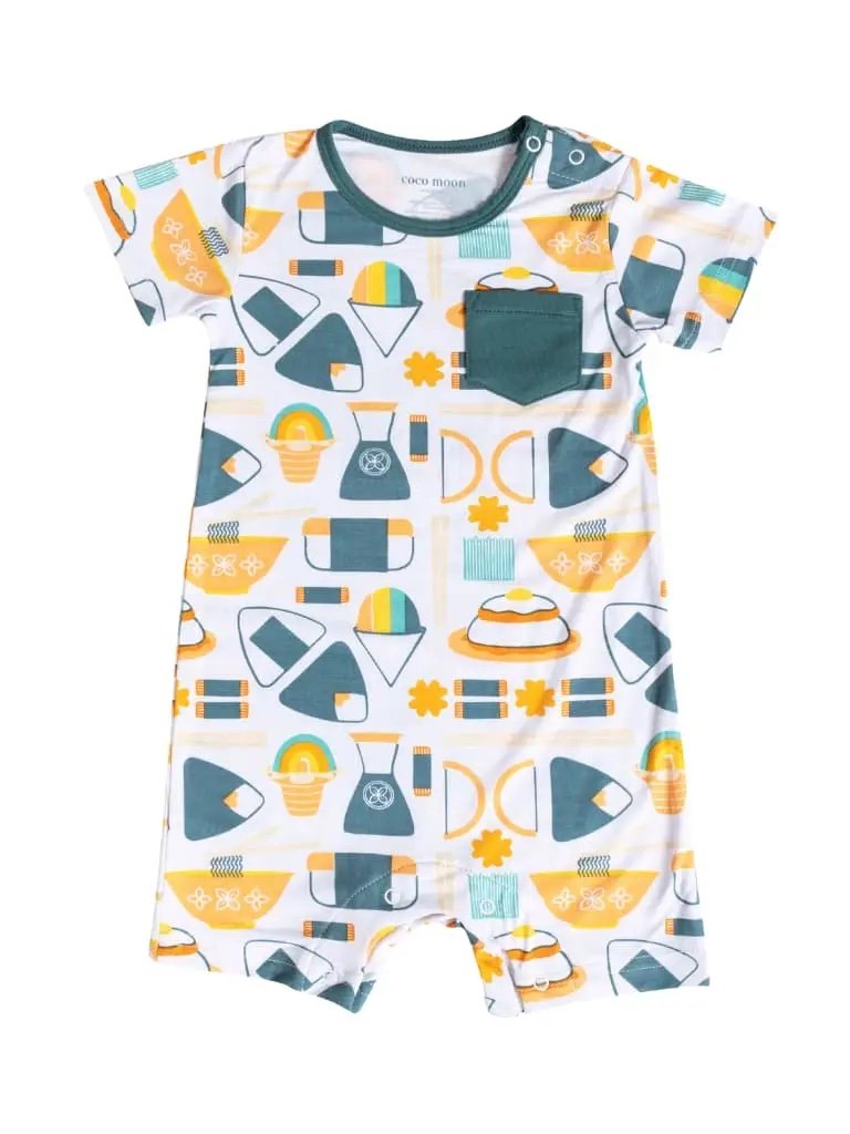 808 Grindz Asian Hawaiian Food Bamboo Short Romper by Cocomoon Hawaii