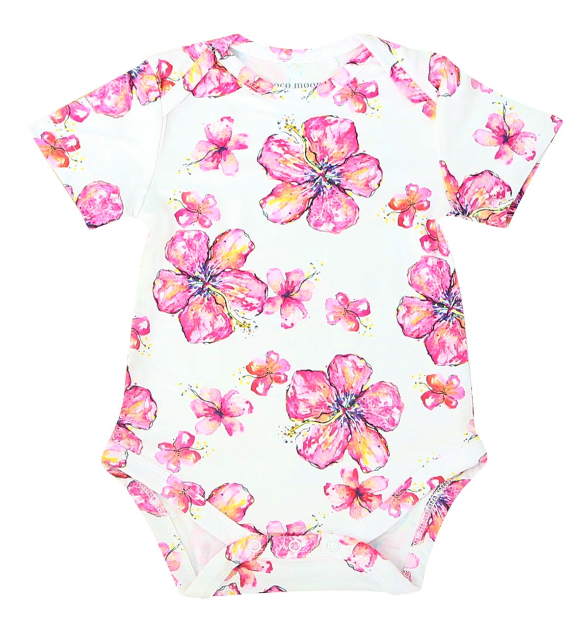 Pink Hibiscus Flower Bamboo Baby Onesie by Cocomoon Hawaii