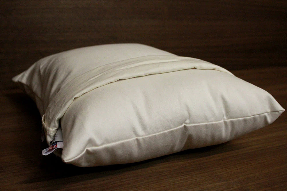 Firm wool organic cotton USA made sustainable zero waste pillow