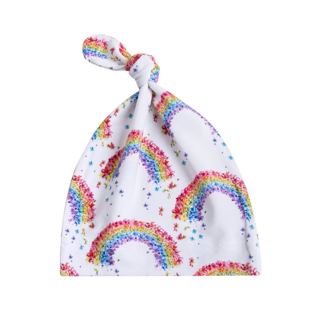 Flower Shower Rainbow Bamboo Newborn knotted Hat by Cocomoon Hawaii
