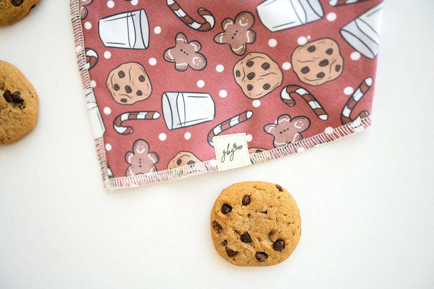 Red Milk and Cookies Christmas Candy Cane Organic Cotton Bandana Baby Toddler Bib