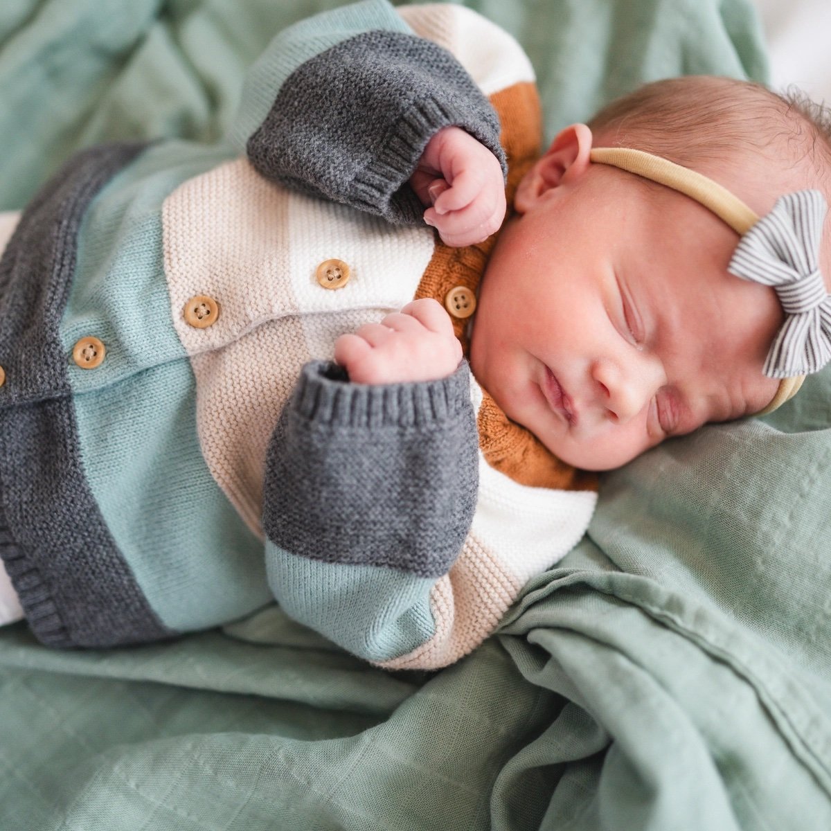 Bug + Bean Kids organic Cotton Muslin Swaddle Security Blanket baby sage green