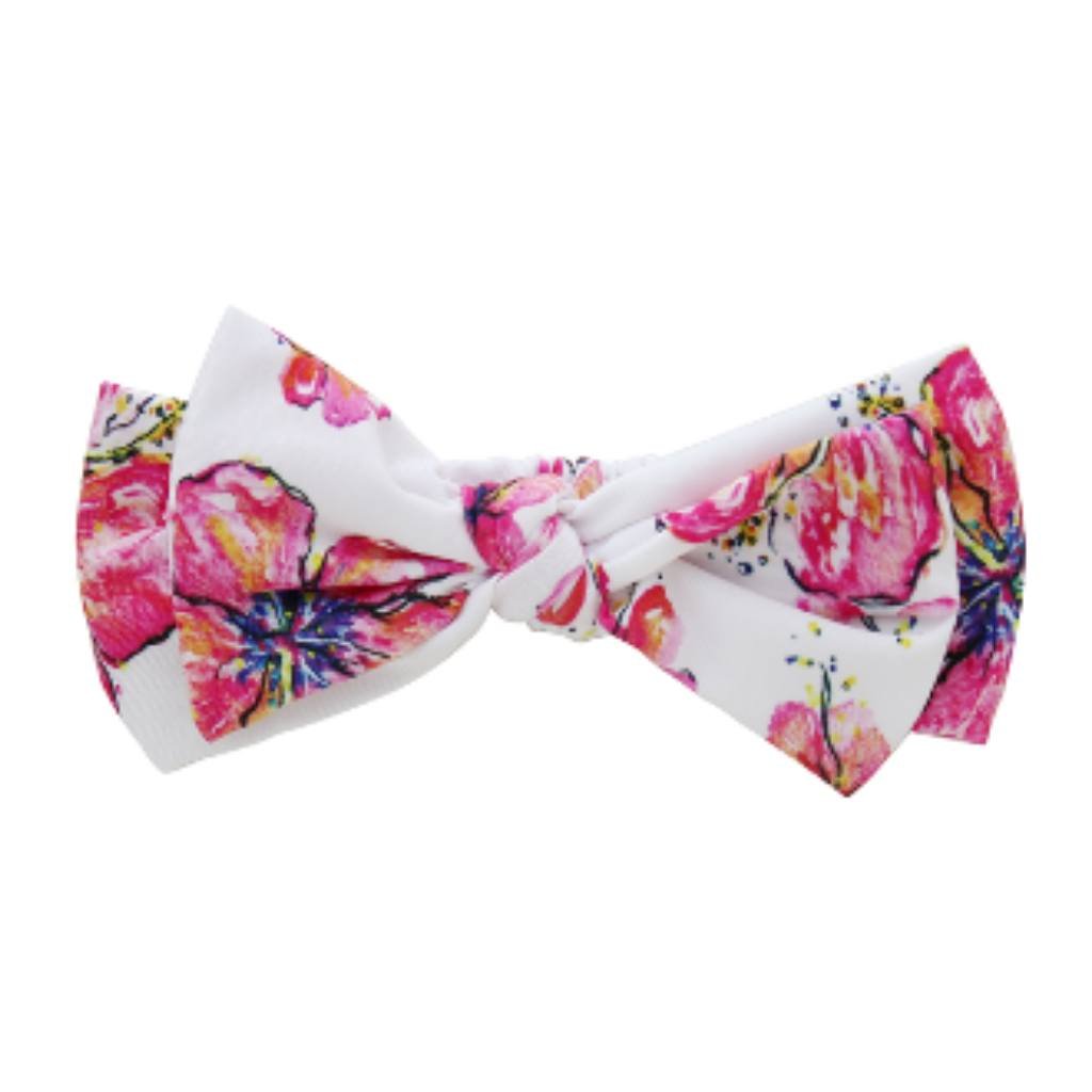 Pink Hibiscus Floral Bamboo Newborn Headband by Cocomoon Hawaii