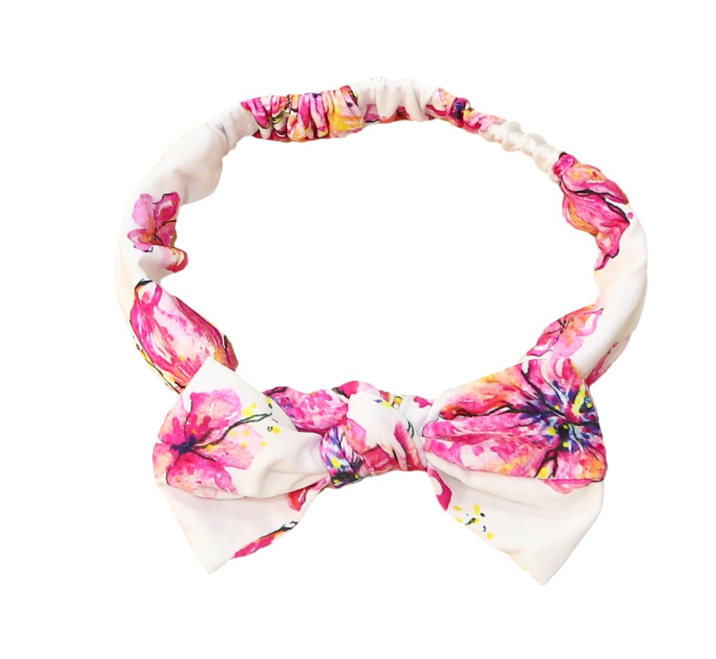 Pink Hibiscus Floral Bamboo Newborn Headband by Cocomoon Hawaii