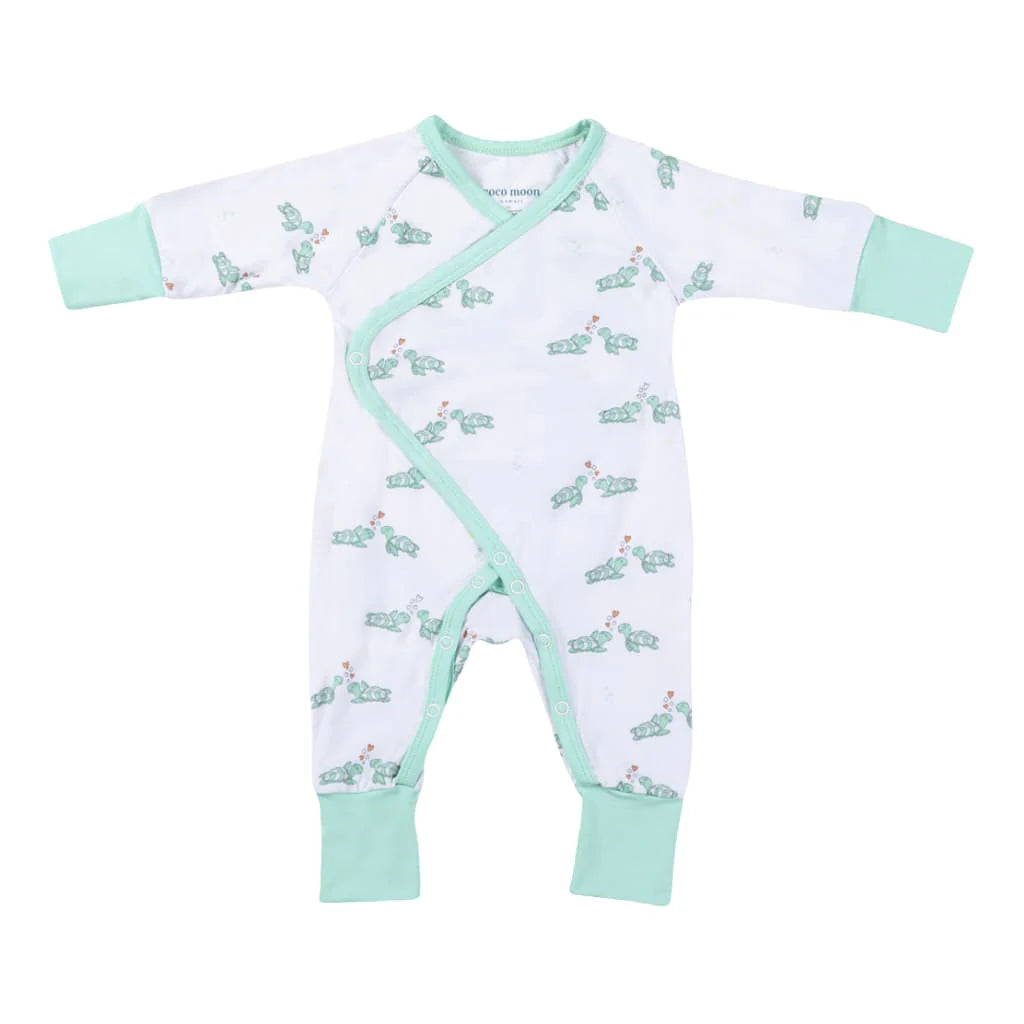 Honu Honi Turtle Heart Newborn Bamboo Kimono Coverall by Cocomoon Hawaii