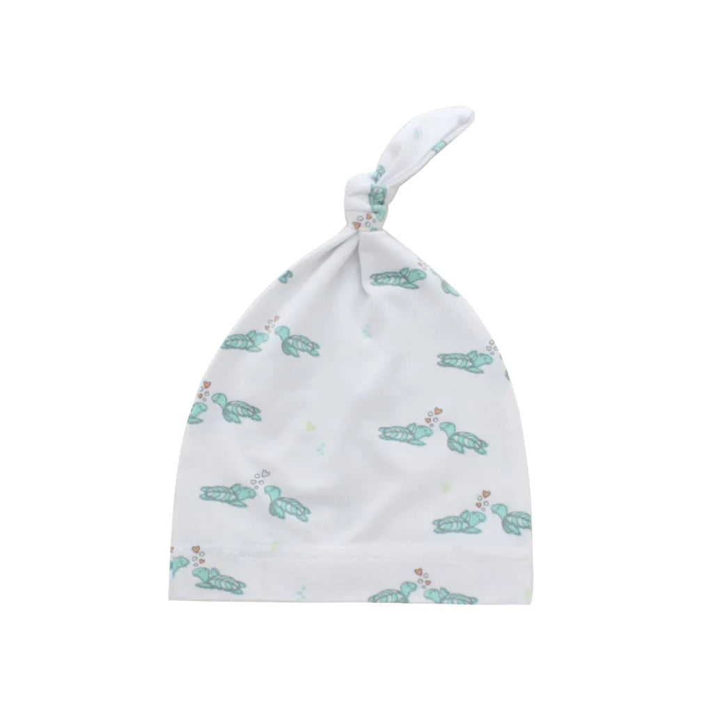 Honu Honi Turtle Heart Bamboo Newborn knotted Hat by Cocomoon Hawaii