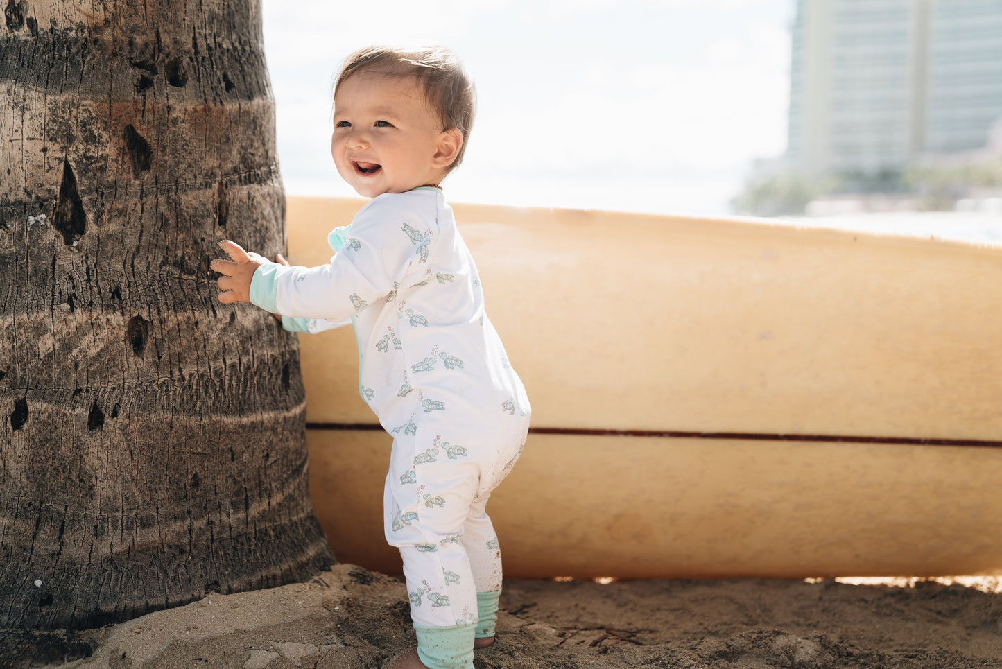 Honu Honi Turtle Heart Baby Bamboo Zipper Pajama
