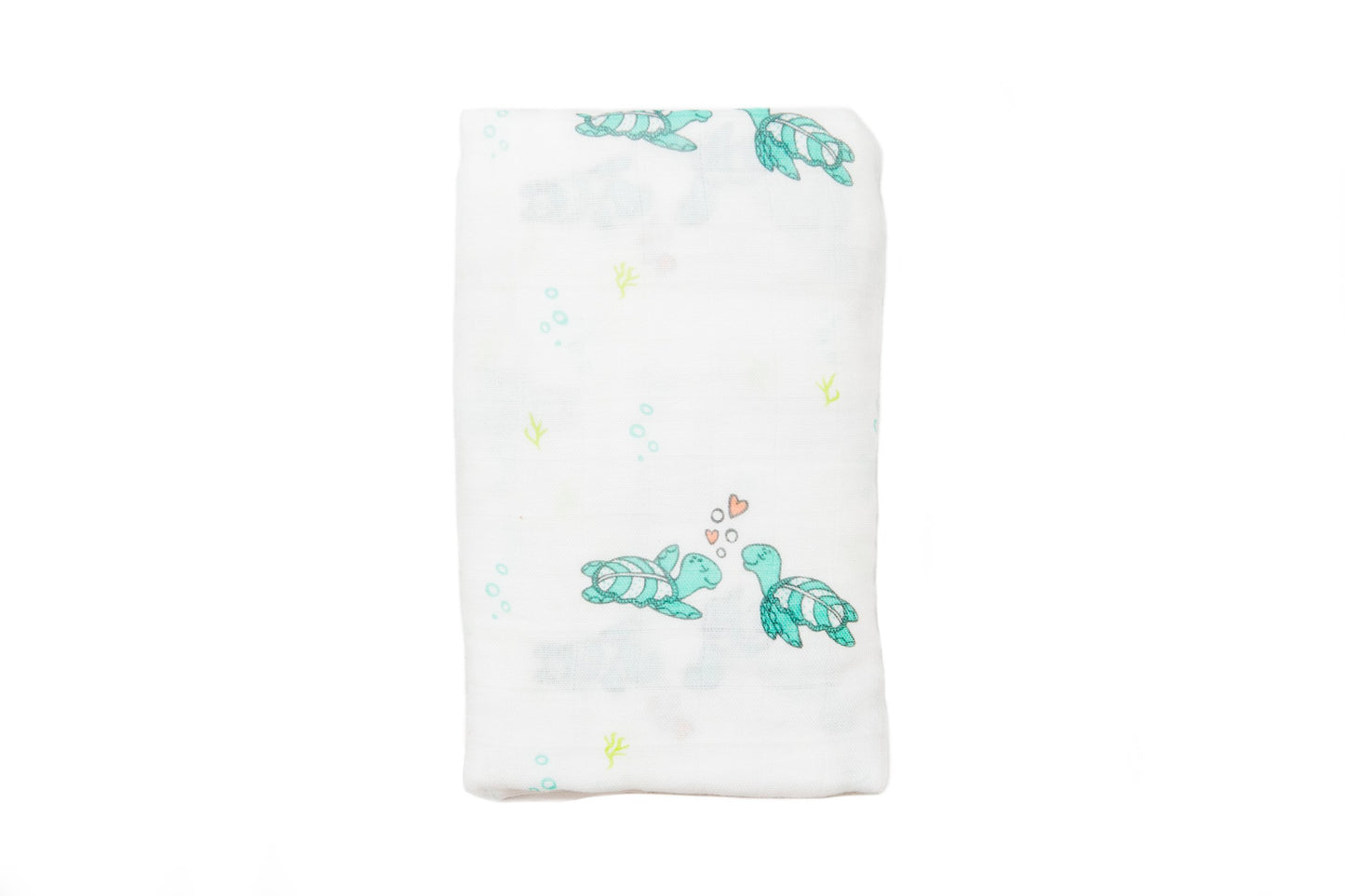 green honu honi turtle heart cotton muslin swaddle blanket lovey baby by Cocomoon Hawaii