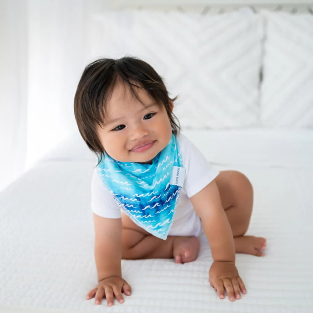 Blue Nalu Wave Bamboo Fleece Baby Toddler Bandana Bib