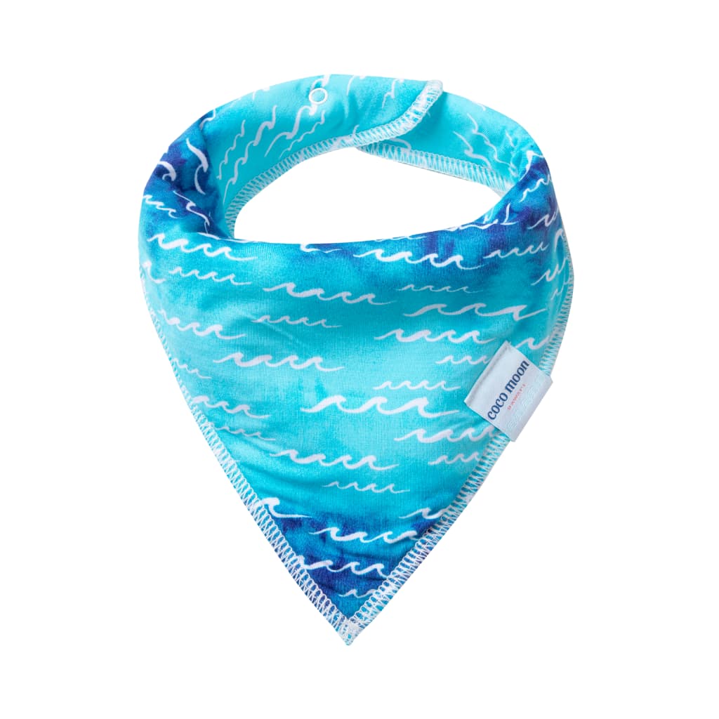 Blue Nalu Wave Bamboo Fleece Baby Toddler Bandana Bib