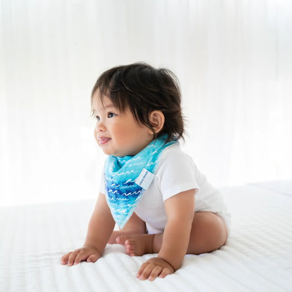 Blue Nalu Wave Bamboo Fleece Baby Toddler Bandana Bib