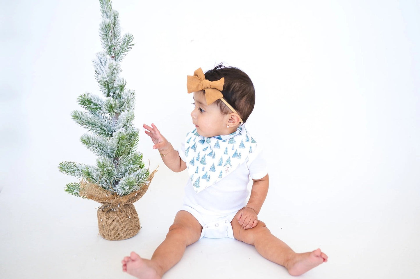 Green Evergreen Fir Christmas Tree Organic Cotton Bandana Baby Toddler Bib