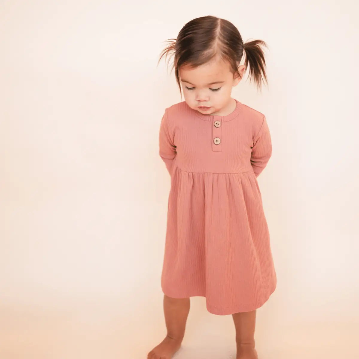 organic cotton terracotta long sleeve swing kid dress