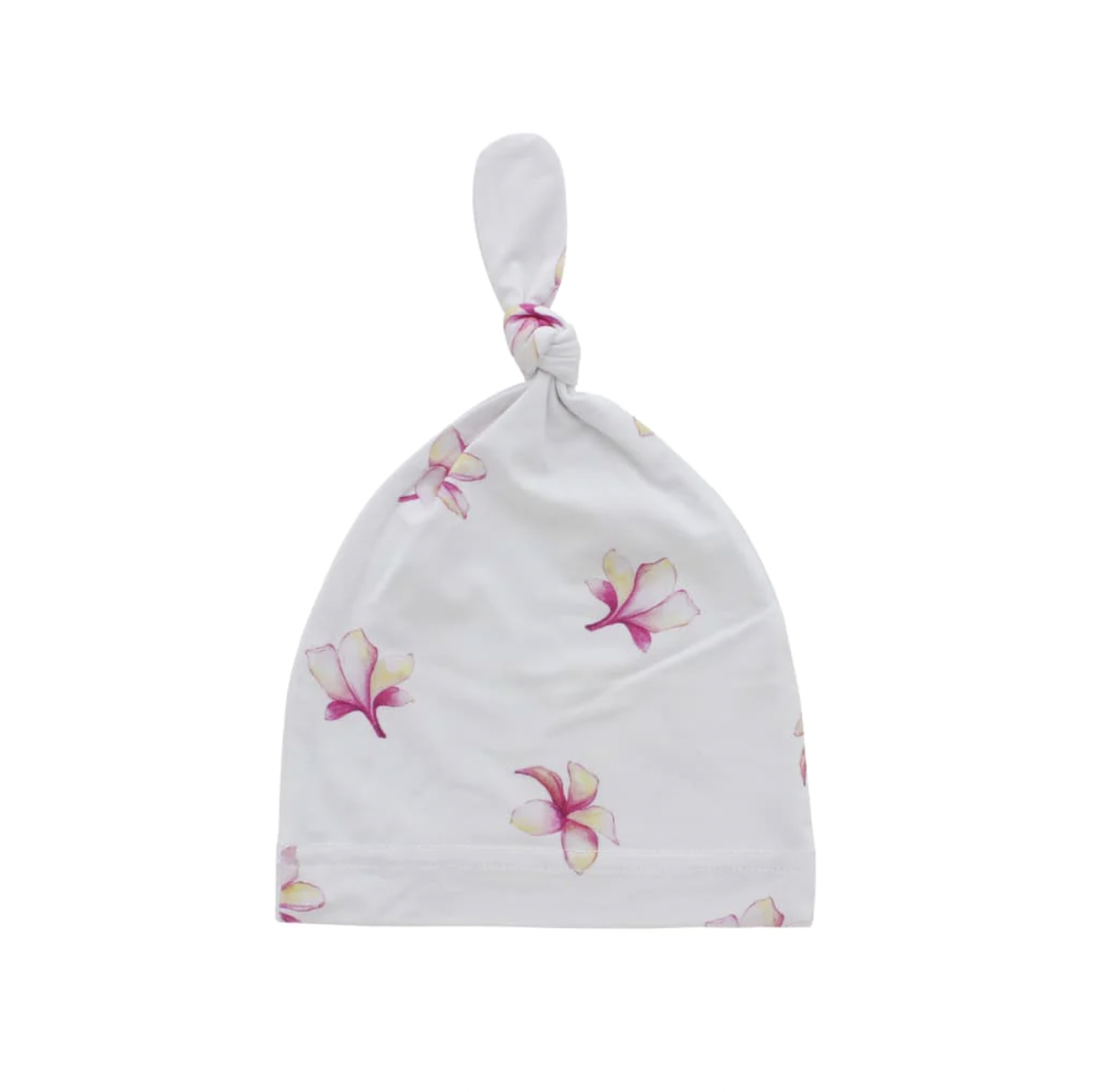 Pink Plumeria Floral Bamboo Newborn knotted Hat