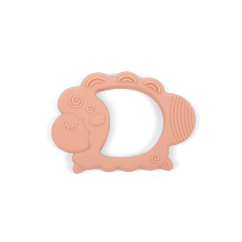Food grade silicone terracotta lamb baby teether Easter basket beige neutral Passover