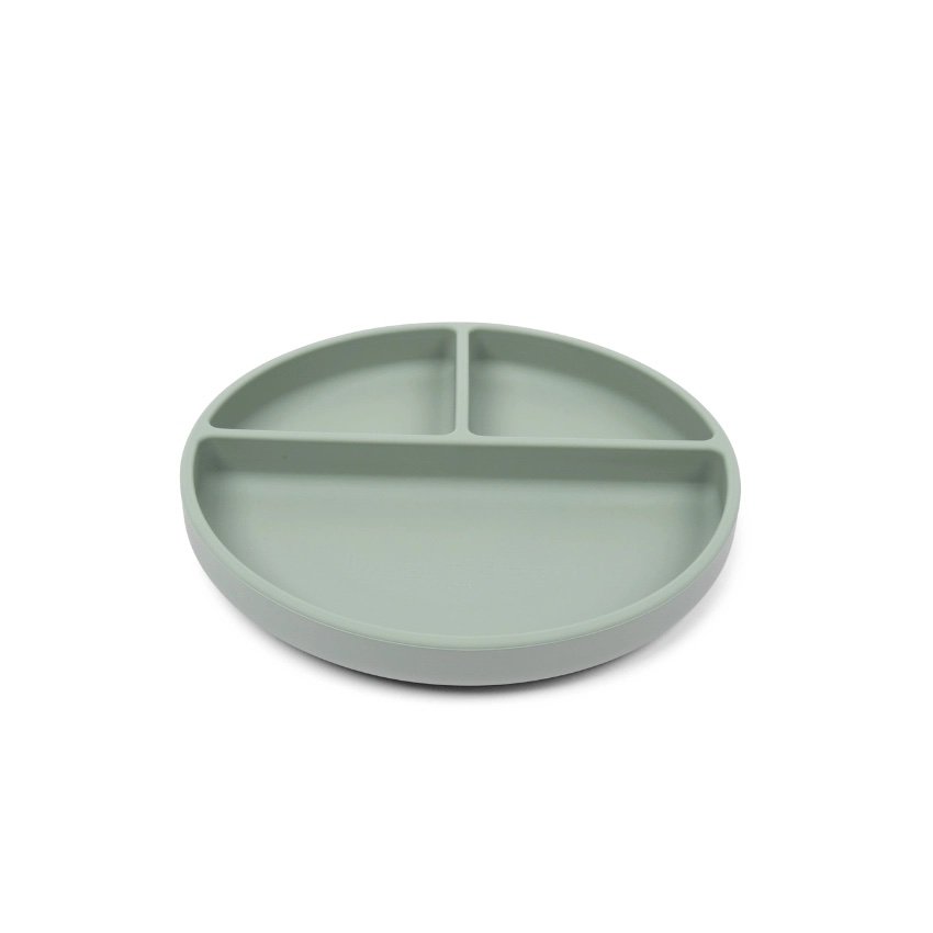 food grade silicone toddler green suction plate with lid