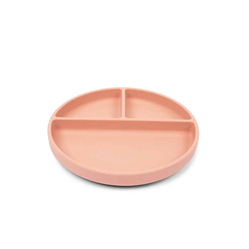 food grade silicone toddler clay suction plate with lid beige neutral