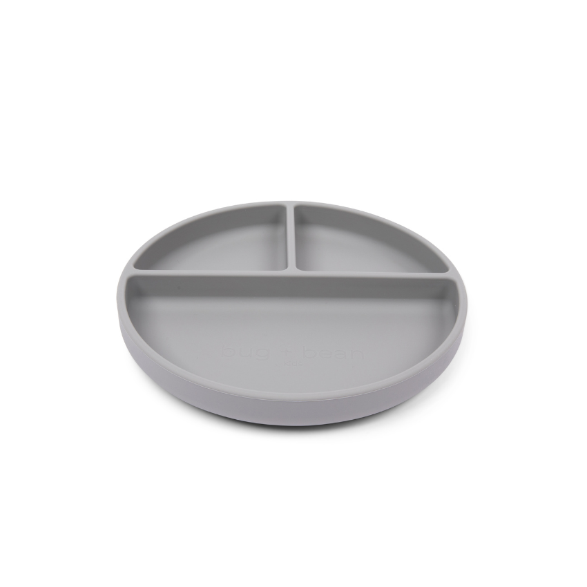 food grade silicone toddler gray suction plate with lid