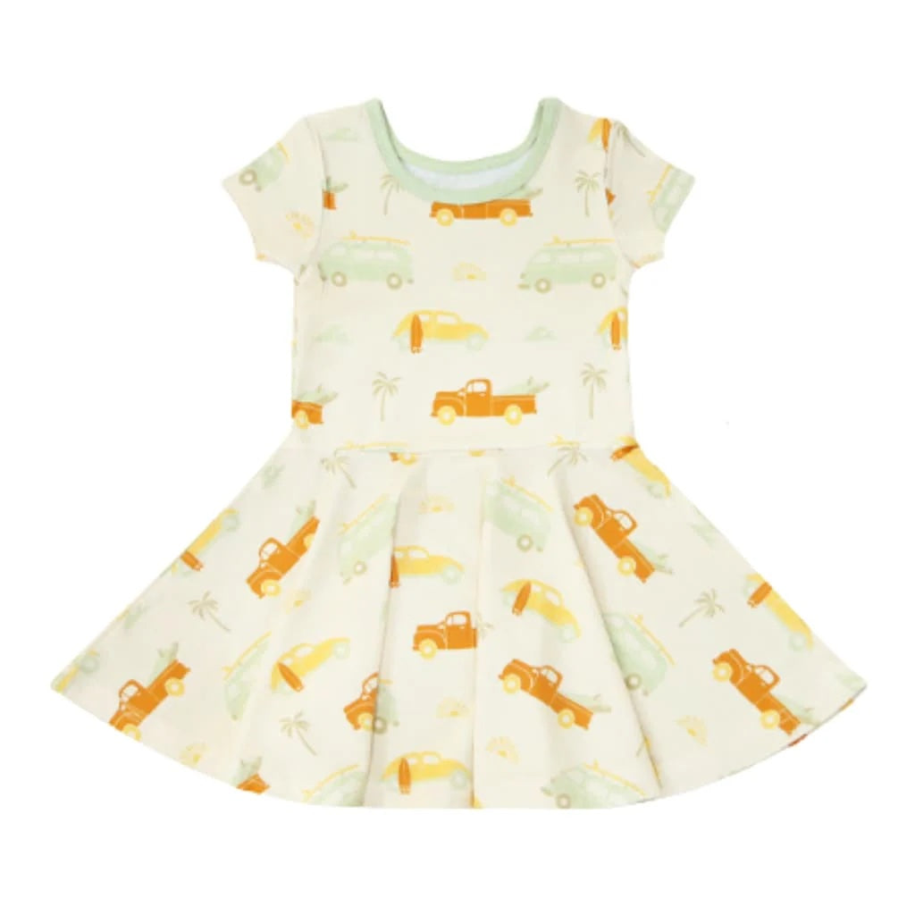 Orange Pickup truck surf bamboo tshirt swing dress by Cocomoon Hawaii