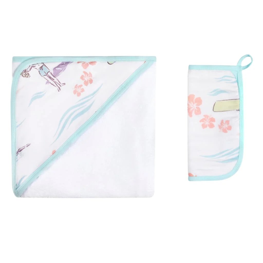 Duke Hawaiian Surfer Hooded Towel Washcloth set by Cocomoon Hawaii