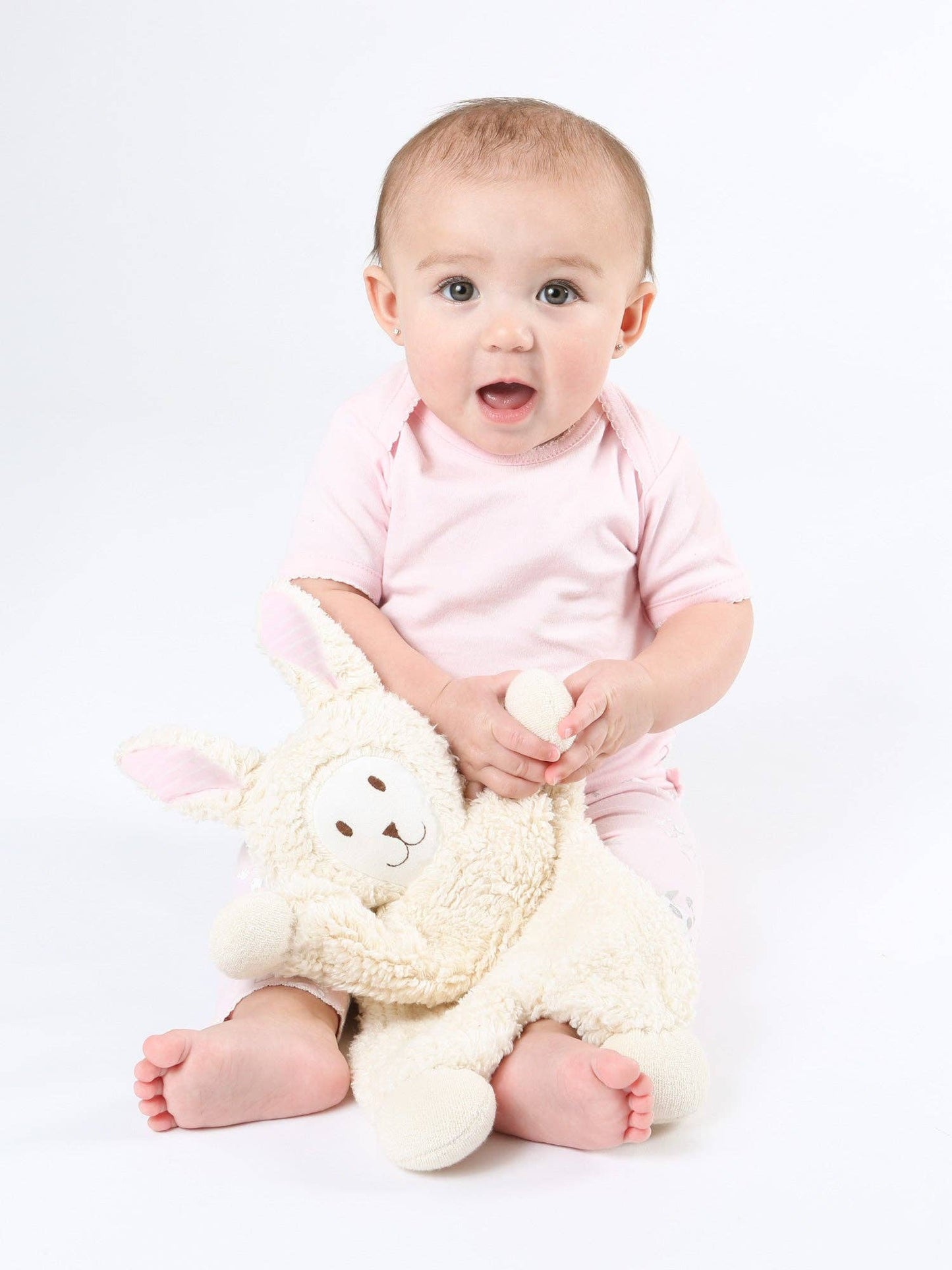 Organic Cotton Snuggle Bunny Lovey: Pink Stripe Ears