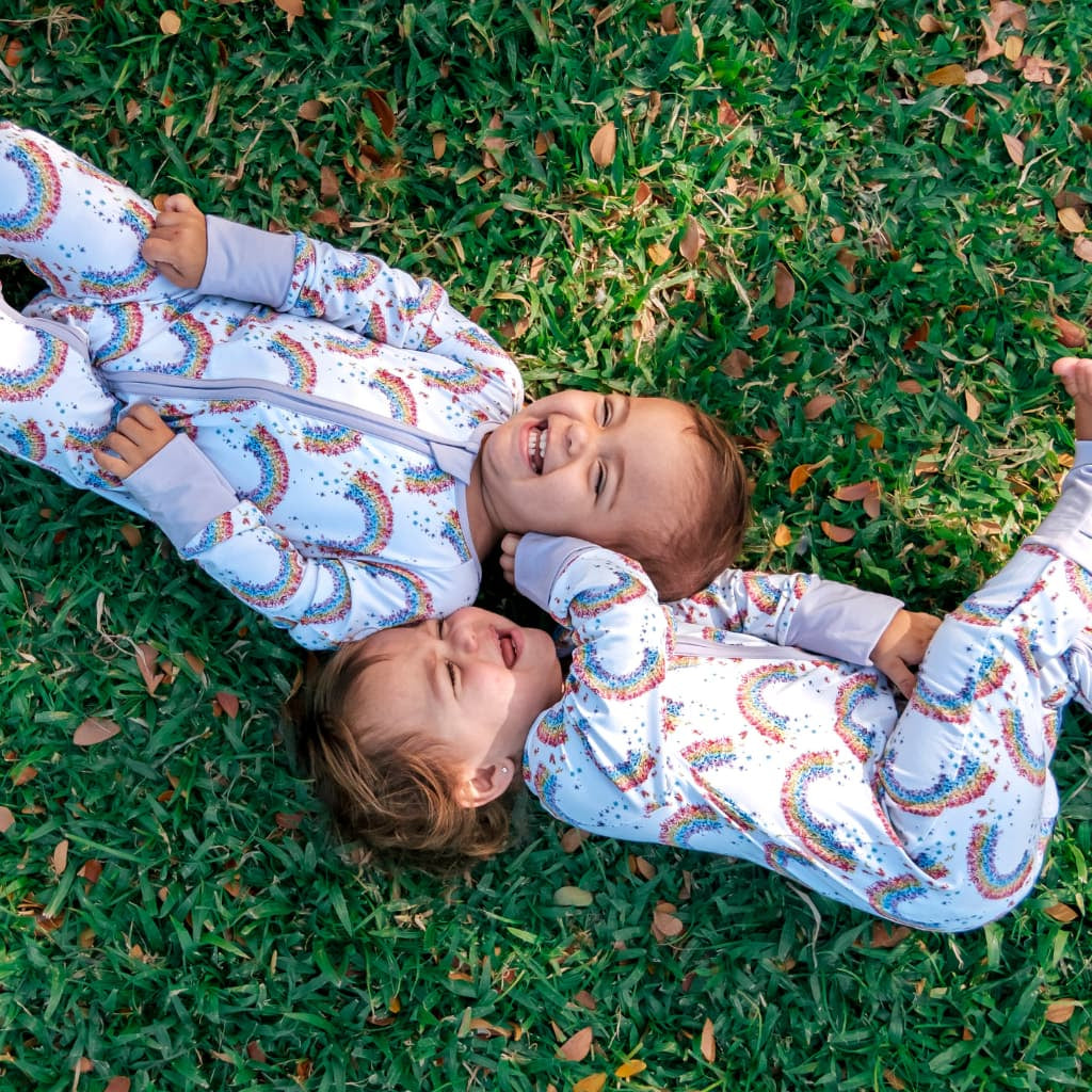 Flower Shower Rainbow Baby Bamboo Zipper Pajama by Cocomoon Hawaii