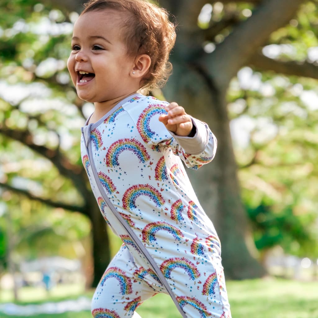 Flower Shower Rainbow Baby Bamboo Zipper Pajama