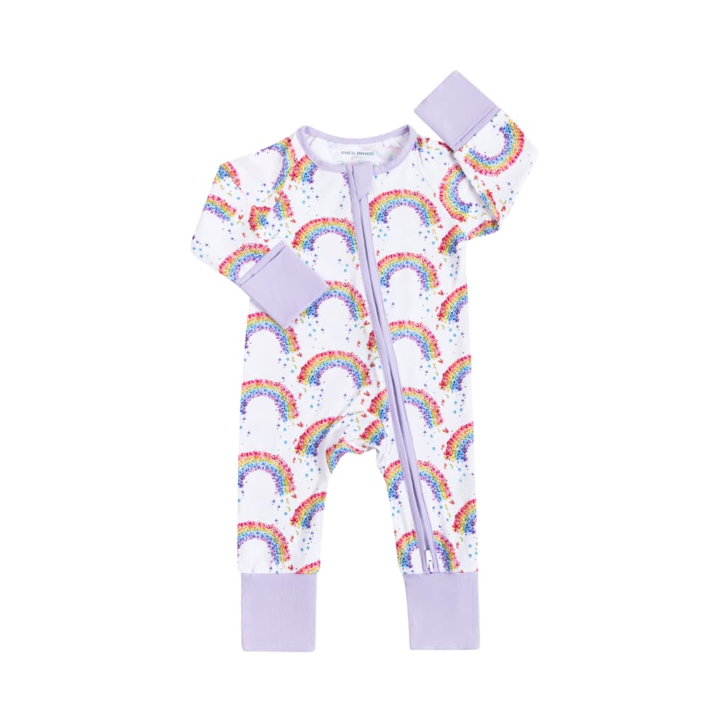 Flower Shower Rainbow Baby Bamboo Zipper Pajama