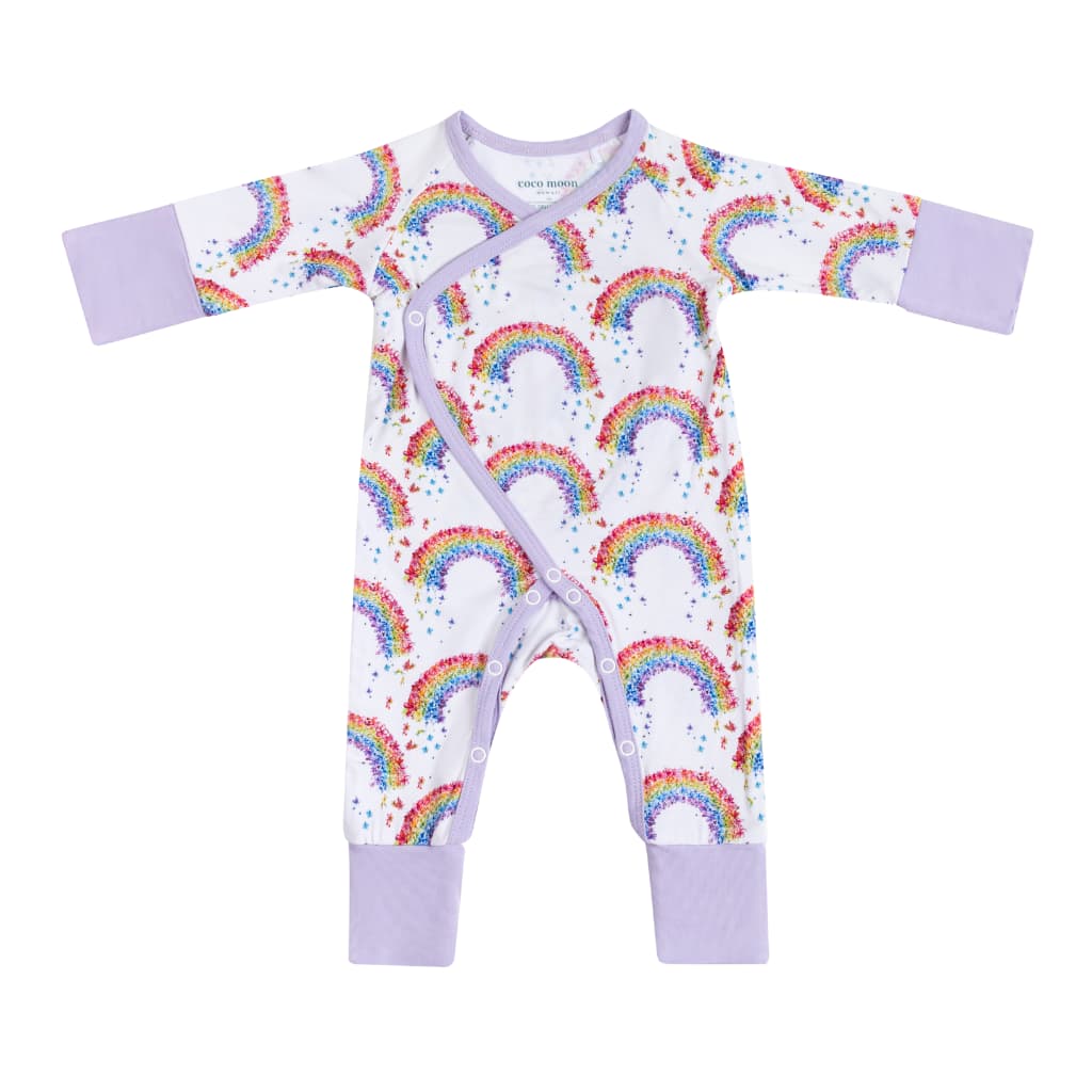 Flower Shower Rainbow Newborn Bamboo Kimono Coverall by Cocomoon Hawaii