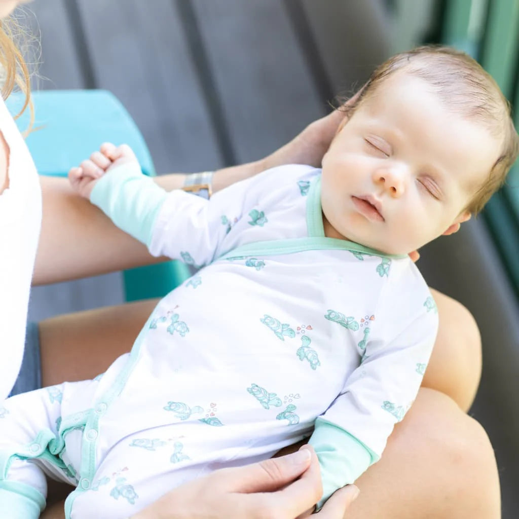 Honu Honi Turtle Heart Newborn Bamboo Kimono Coverall by Cocomoon Hawaii