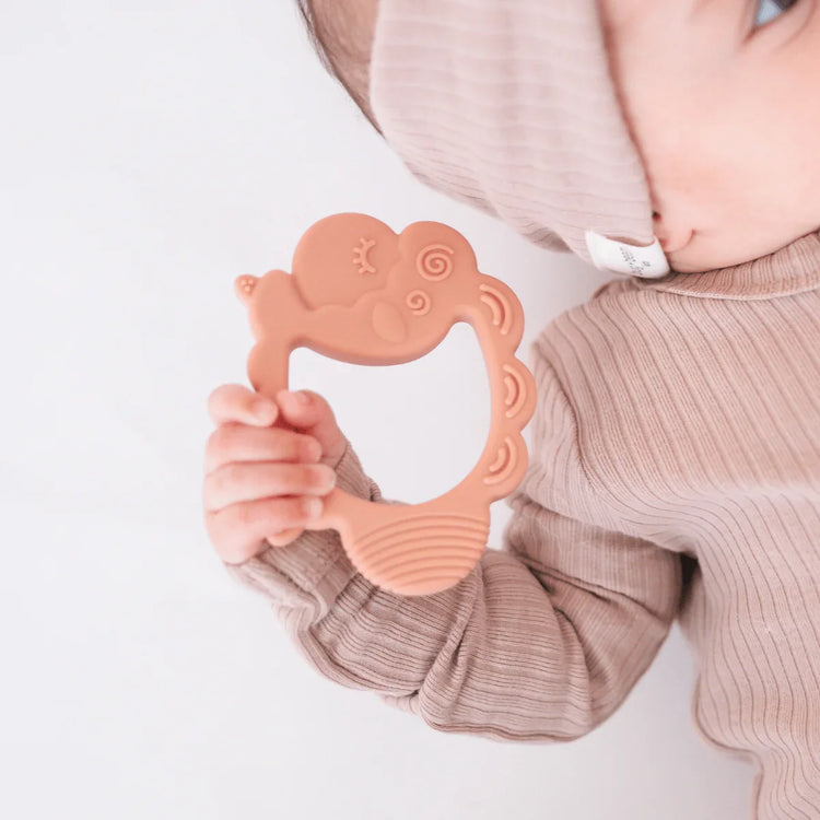 Food grade silicone terracotta lamb baby teether Easter basket beige neutral Passover