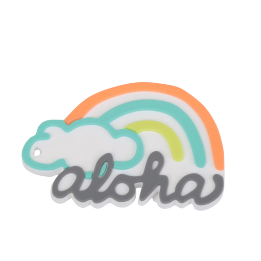 Food grade silicone aloha rainbow baby teether