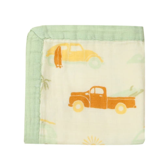 Orange Beach Bound truck surf board cotton muslin security blanket lovey baby by Cocomoon Hawaii