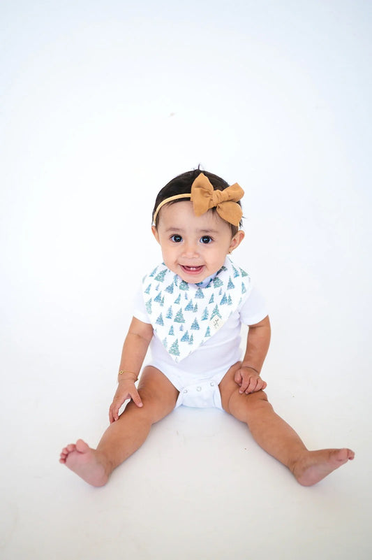 Green Evergreen Fir Christmas Tree Organic Cotton Bandana Baby Toddler Bib