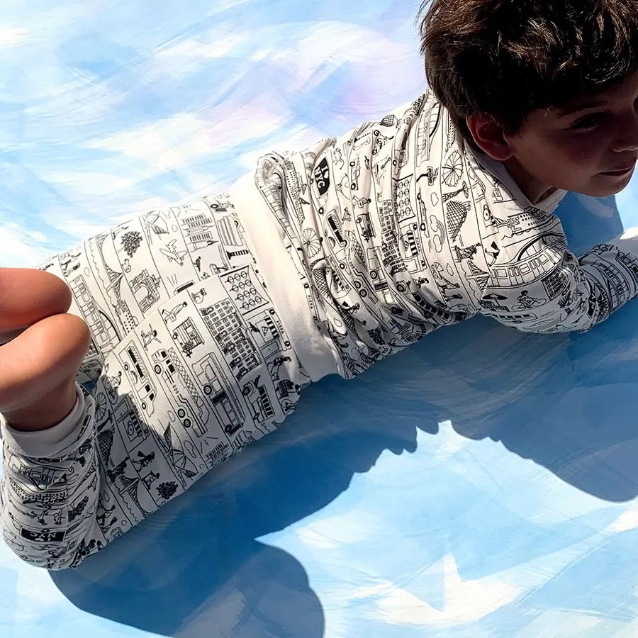 Winter Water Factory Maptote New York City black and white organic cotton kid sweatpants