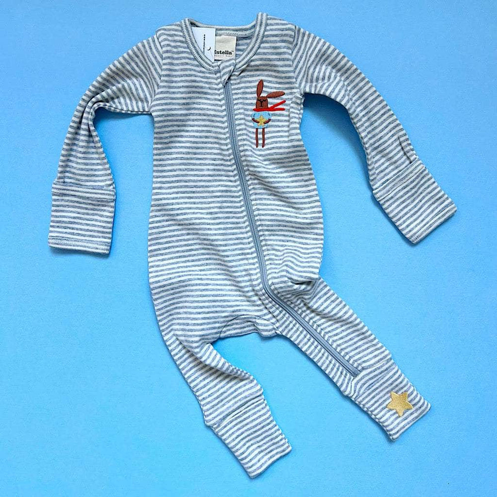 Embroidered Bunny Zipper Pajama