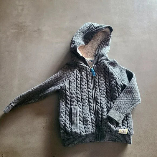 Cable Knit Sherpa Hoodie Size 3T (Pre-loved)